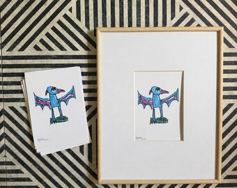 Bluewing Creature Art Print | Series One | Strange Creature Co. | Monster Illustration |