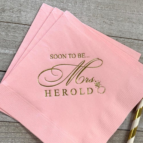 Personalized Bridal Shower Napkins Cheers to the Future Mrs. Etsy