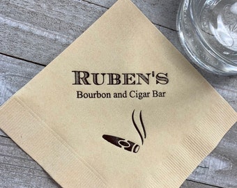 Personalized Napkins Men's Man Cave Napkins Cigar Bar Custom Printed Monogram Beverage Cocktail Luncheon Dinner Guest Towels Towel Avail