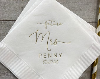 Personalized Napkins Bridal Shower Custom Printed Monogram Napkins The Future Mrs