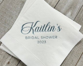 Personalized Napkins Bridal Shower Custom Printed Monogram Napkins Monogrammed Cocktail Luncheon Guest Towel Size Available!