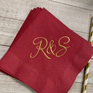 Personalized Napkins Cocktail Beverage Luncheon Dinner Guest Towel Size Available Custom Printed Monogram Monogrammed Paper Napkins