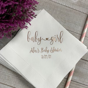 Personalized Napkins Beverage Luncheon Dinner Guest Towel Napkins Baby Girl Shower Naming Custom Monogram LOTS of colors available!