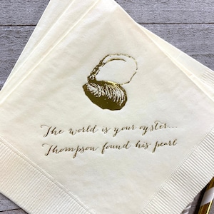 Oyster Theme Raw Bar Food Seafood Shuck It Monogram Custom Personalized Napkins Party Paper Cocktail Luncheon Dinner Guest Towels