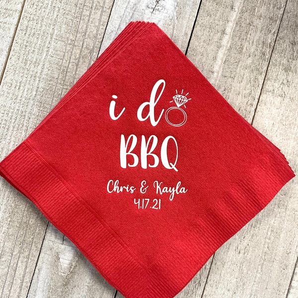 I DO BBQ Barbecue Monogram Custom Personalized Napkins Wedding Candy Dessert Bar Chocolate Favor Party Paper Rustic Country Picnic