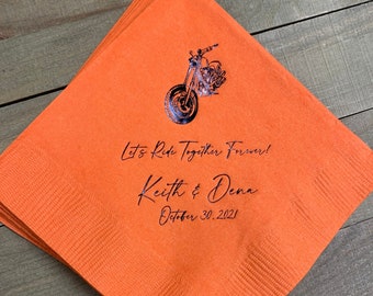 Motorcycle Monogram Custom Personalized Napkins Wedding Candy Dessert Bar Chocolate Favor Party Paper
