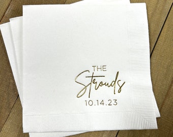 Personalized Napkins Personalized Napkins Wedding Anniversary Engagement Printed Custom Monogram Cocktail Beverage Luncheon Dinner Guest