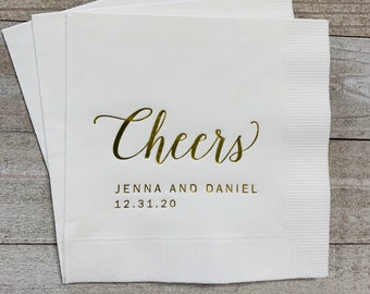 Personalized Napkins Wedding Napkins Custom Monogram Cheers Rehearsal Dinner Beverage Cocktail Luncheon Dinner Guest Towels Available!