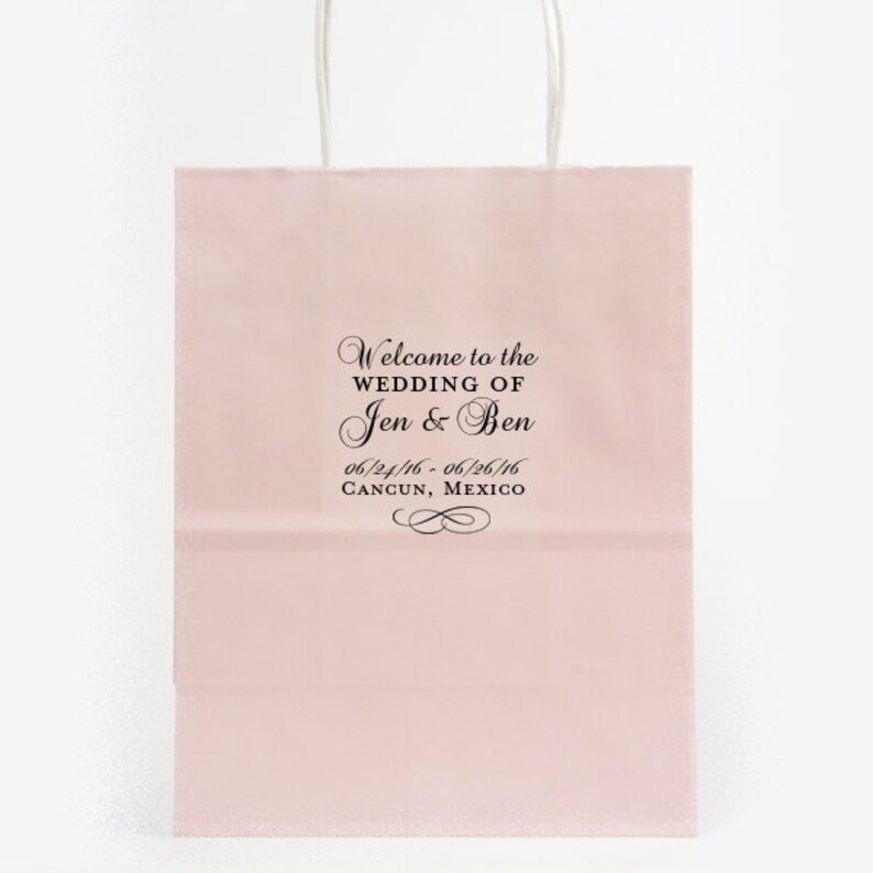 Wedding Welcome Bags Hotel Personalized Foil Imprinting Destination Wedding Guest Bags Paper Tote Bag Foil Stamped Quality Classy Bags