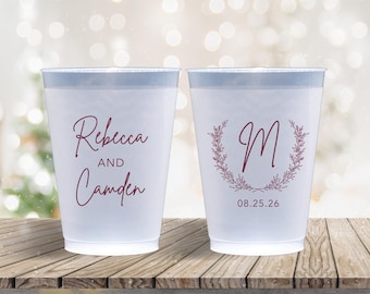 Personalized Frosted Cups Wedding Reception Rehearsal Dinner Engagement Party Custom Cups Monogram Cups Custom Frosted Cups
