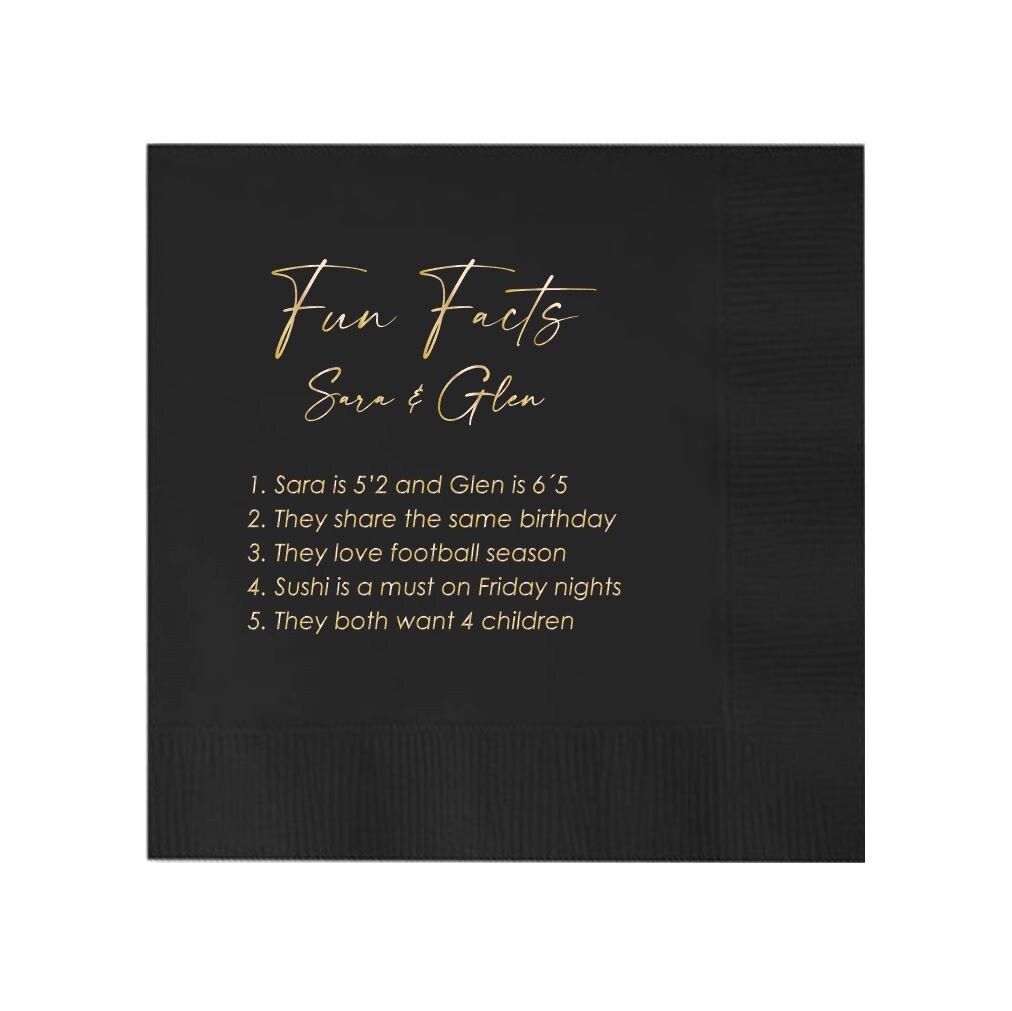 Trivia Personalized Napkins Birthday Wedding Trivia Napkins Etsy