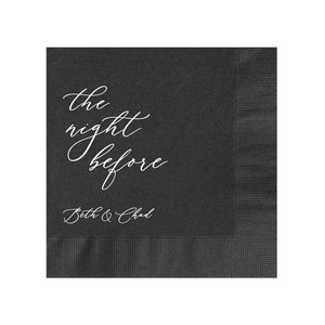 Personalized Rehearsal Napkins Custom Printed The Night Before Beverage Cocktail Luncheon Dinner Guest Towel Napkins Imprinted Foil Stamped