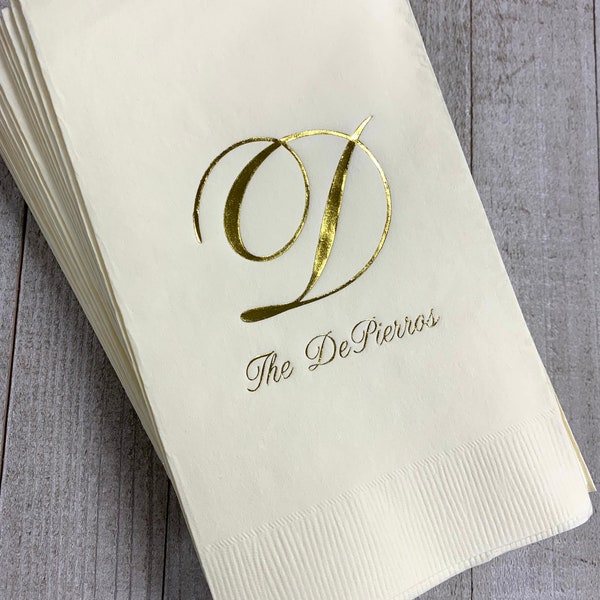 100 Personalized Guest Towels Dinner Napkins Wedding Hostess Gift  Monogram Monogrammed Custom Printed Paper Hand Towels