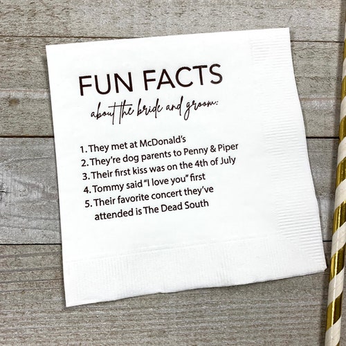 Trivia Personalized Napkins Birthday Wedding Trivia Napkins Etsy