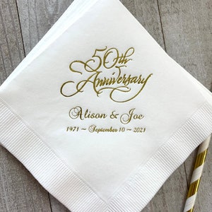 Personalized Napkins Beverage & Luncheon Size Available Wedding Napkins Shower Engagement Custom Monogram 50th Anniversary