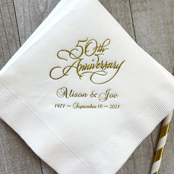 50th Anniversary Napkins Etsy
