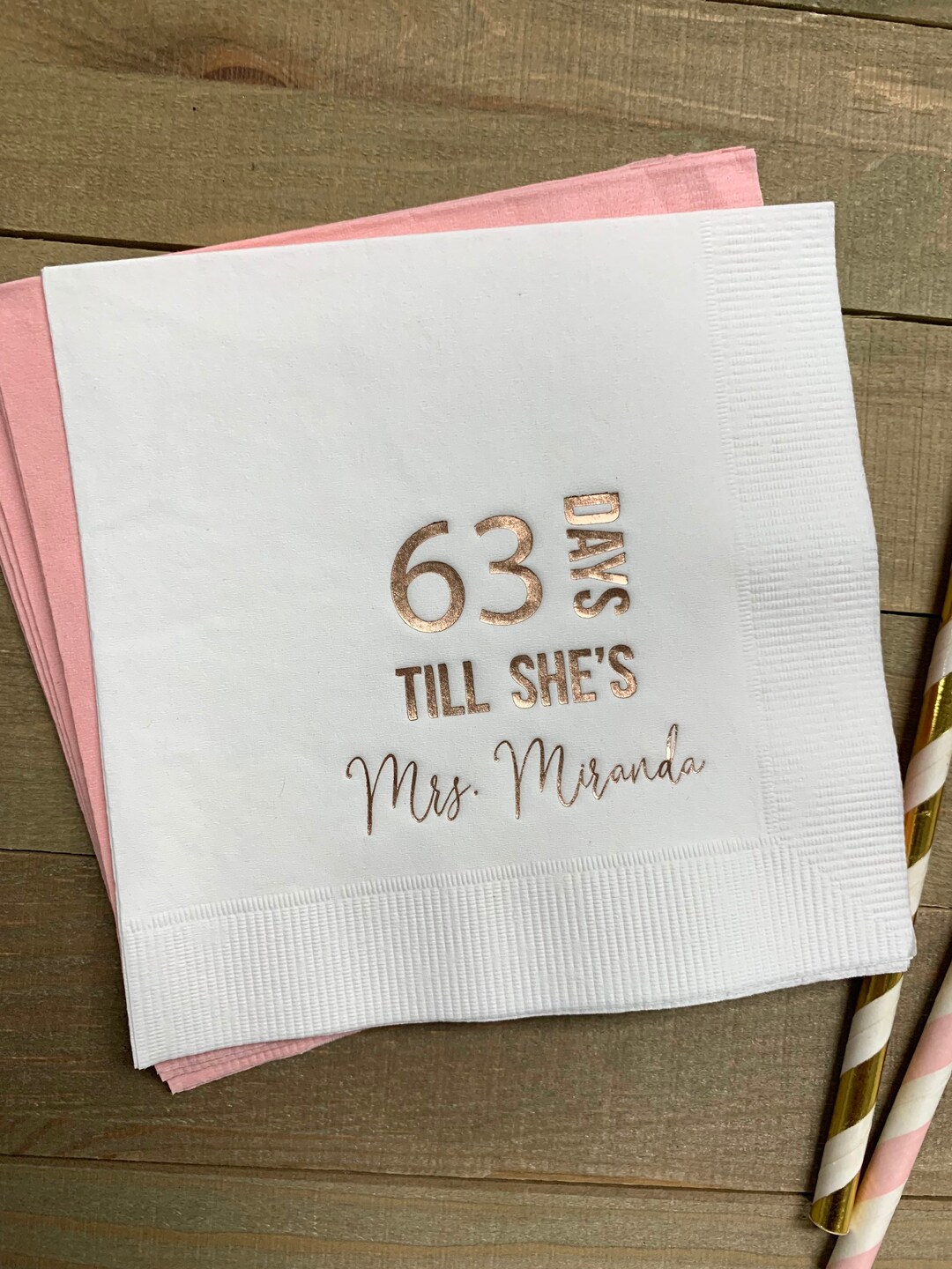 Personalized Napkins Bridal Shower From MISS to MRS Custom Printed