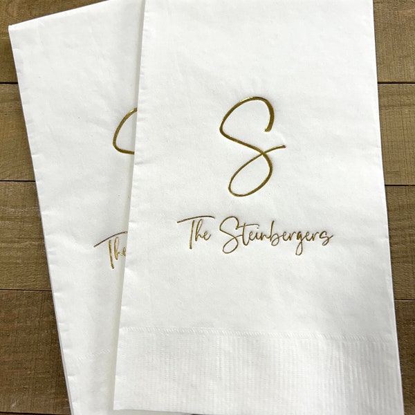 100 Personalized Guest Towels Dinner Napkins Wedding Hostess Gift  Monogram Monogrammed Custom Printed Paper Hand Towels