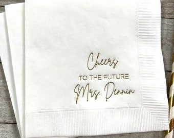 Personalized Napkins Bridal Shower Custom Printed Monogram Napkins Cheers to the future Monogrammed Cocktail Beverage Luncheon Guest Towels