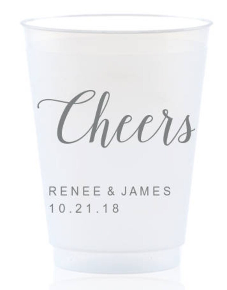 Shatterproof Frosted Frost 100 Flex Cups Personalized Custom Monogram Initials Imprinted Wedding Party Cookout BBQ Engagement ALL SIZES