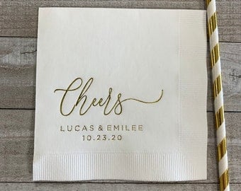 Personalized Napkins Wedding Napkins Custom Monogram Cheers Rehearsal Dinner Beverage Cocktail Luncheon Dinner Guest Towels Available!