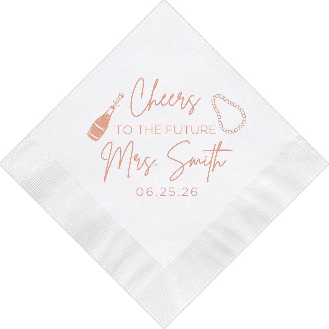 Personalized Custom Bridal Shower Napkins Pearls and Prosecco Printed ...