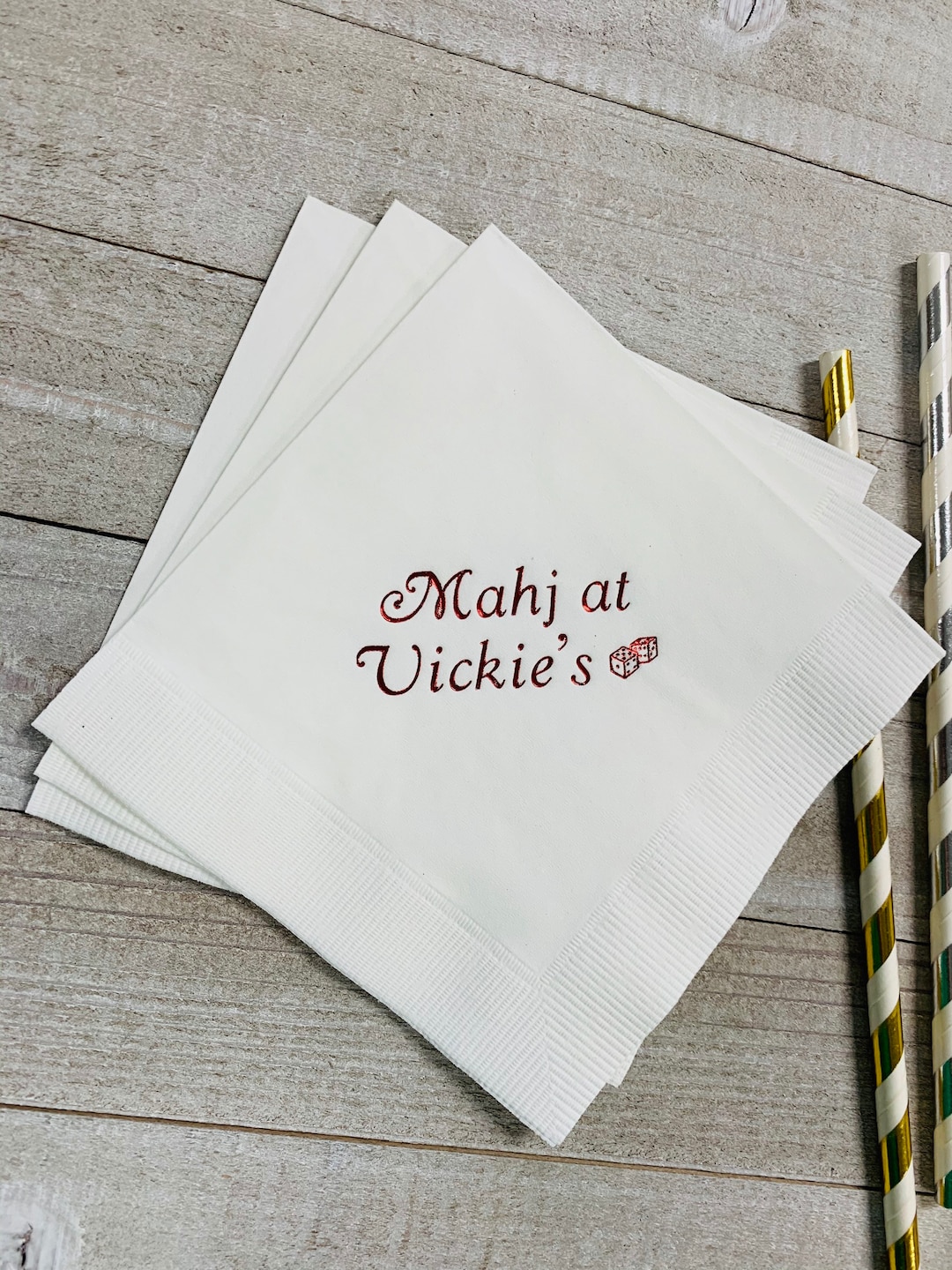 50 Personalized Mah Jongg Napkins With Dice Design Mahj Mahjongh Mahjong Hostess Gifts Mah Jongg