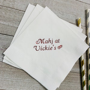 50 Personalized Mah Jongg Napkins with Dice Design Mahj Mahjongh  Mahjong Hostess Gifts Mah Jongg Gift