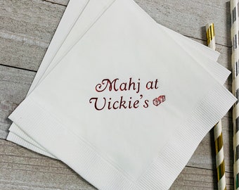50 Personalized Mah Jongg Napkins with Dice Design Mahj Mahjongh  Mahjong Hostess Gifts Mah Jongg Gift