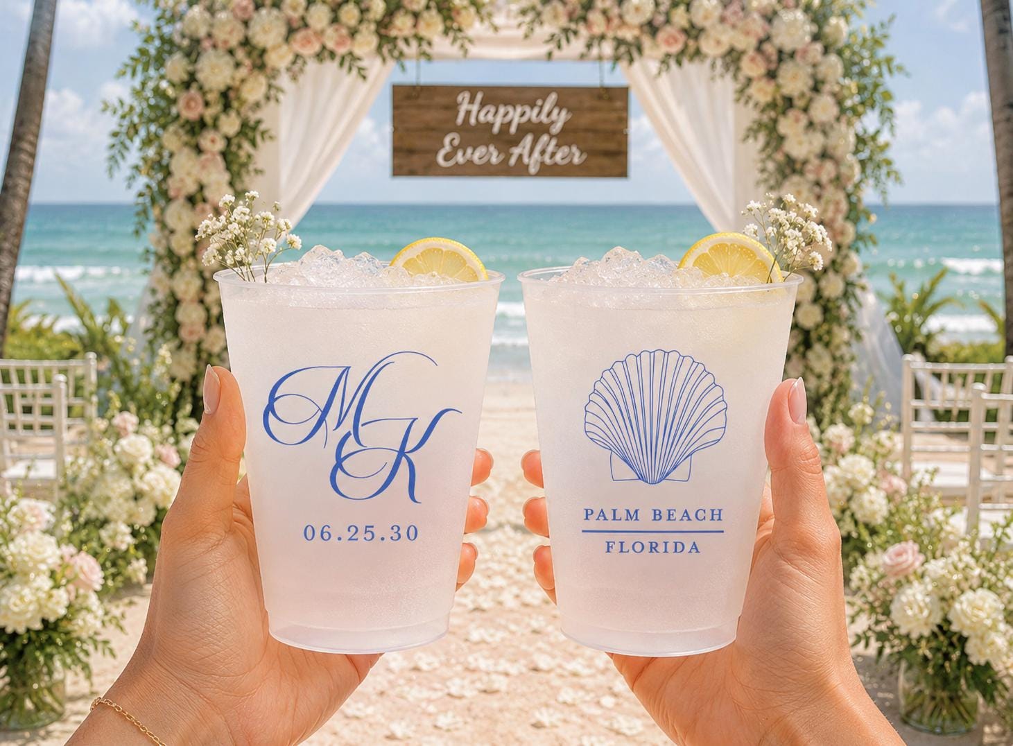 Personalized Frosted Cups Wedding Reception Rehearsal Dinner Engagement ...