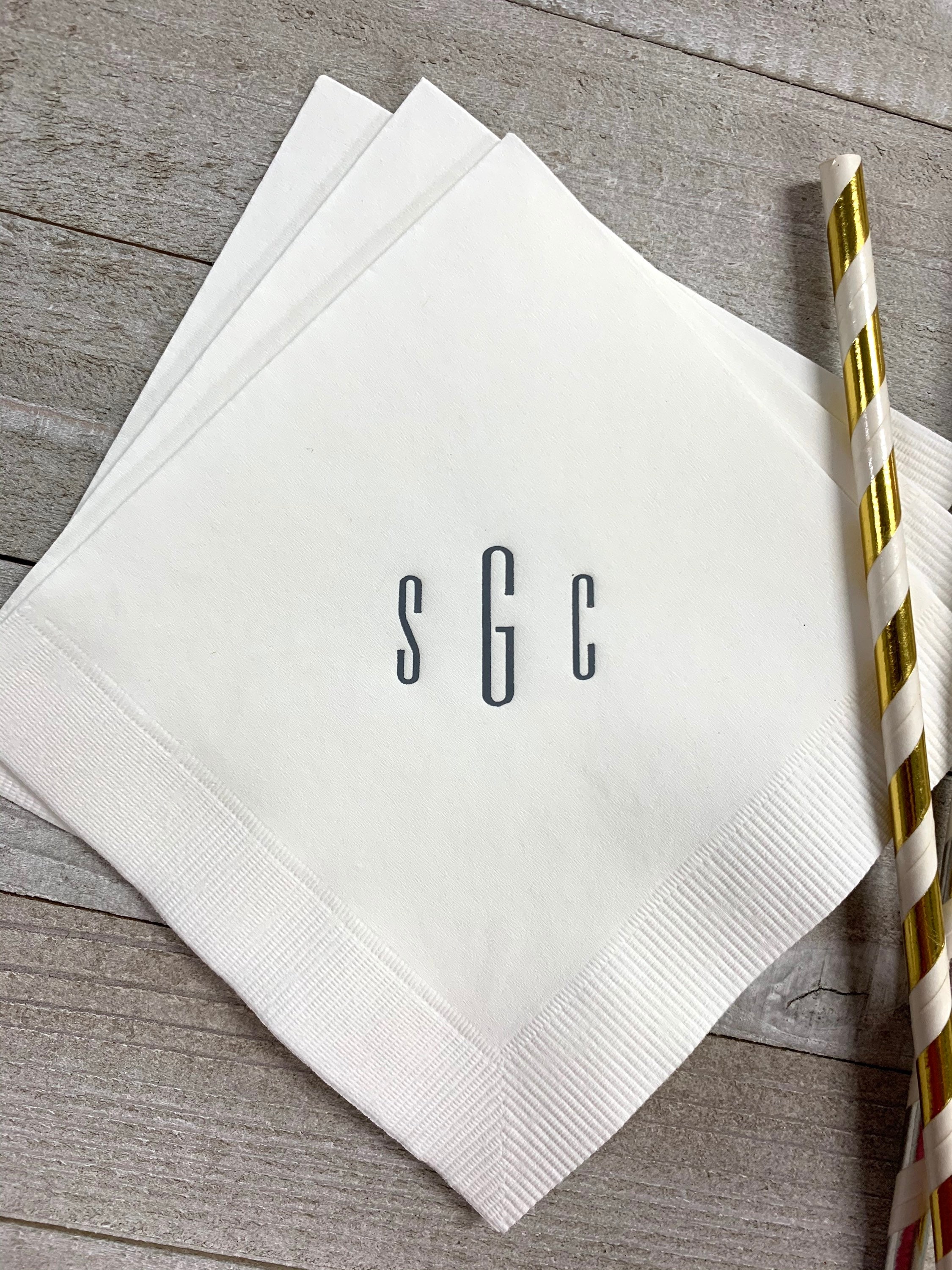 Personalized Napkins Initials Monogram Paper Custom Printed Etsy