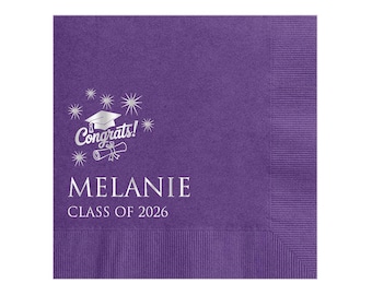 Personalized Napkins Graduation Ceremony Party Printed Custom Napkins Cocktail Beverage Luncheon Dinner Guest Towels Sizes Available