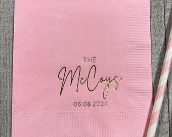 Personalized Napkins Personalized Napkins Wedding Anniversary Engagement Printed Custom Monogram Cocktail Beverage Luncheon Dinner Guest