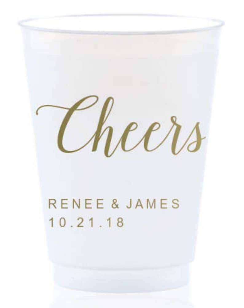 Shatterproof Frosted Frost 100 Flex Cups Personalized Custom Monogram Initials Imprinted Wedding Party Cookout BBQ Engagement ALL SIZES