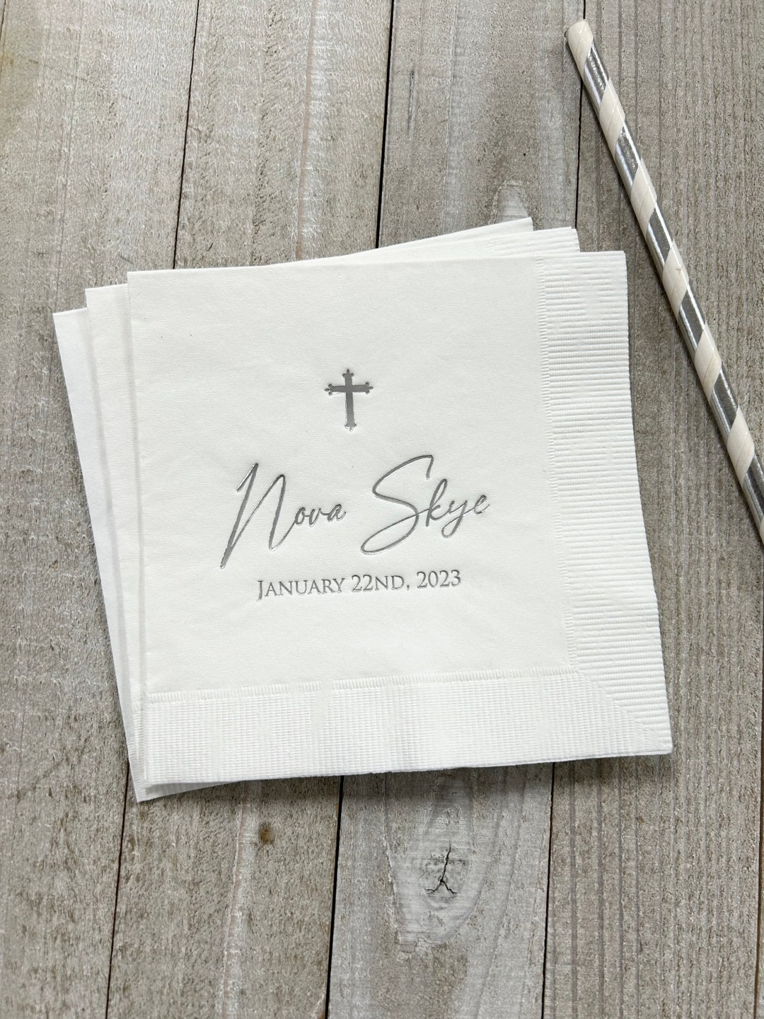 Personalized Baptism Monogram Napkins Baby Communion Christening