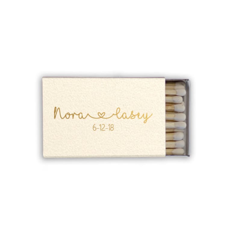 Personalized Wedding Matches Matchbook Match Book Custom Printed Lots of Matchbook Colors and Print Colors Connecting Heart Design