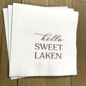 Personalized Napkins Beverage Luncheon Dinner Guest Towel Napkins Baby Shower Naming Custom Monogram LOTS of colors available!
