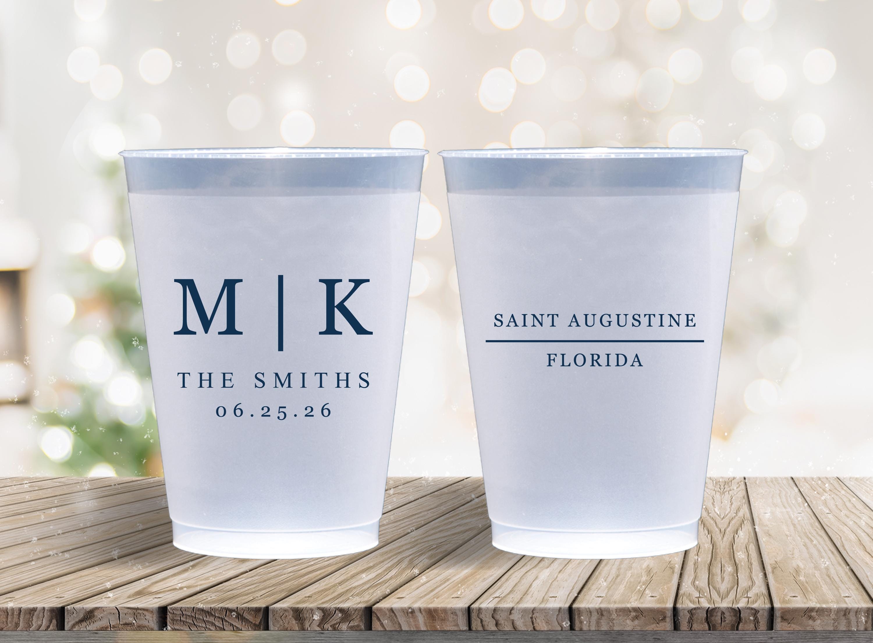 Personalized Frosted Cups Wedding Reception Rehearsal Dinner Engagement Party Custom Cups Monogram Cups Custom Frosted Cups