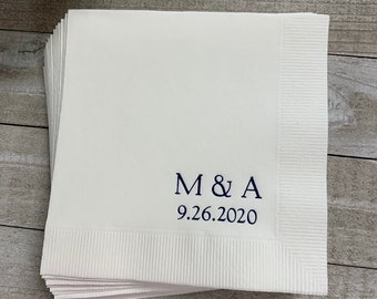 Personalized Napkins Personalized Napkins Wedding Personalized Cocktail Beverage Paper Anniversary Party Monogram Custom Luncheon Avail!