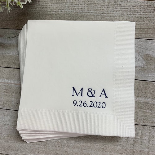Personalized Napkins Wedding Personalized Cocktail Beverage Etsy