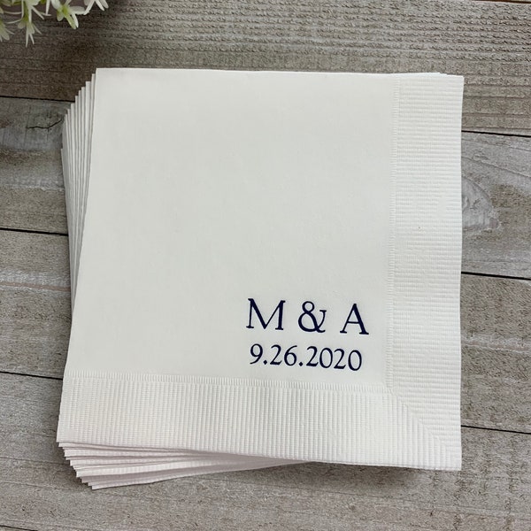 Personalized Napkins Personalized Napkins Wedding Personalized Cocktail Beverage Paper Anniversary Party Monogram Custom Luncheon Avail!