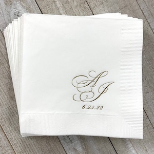 Personalized Napkins Personalized Napkins Wedding Anniversary Engagement Printed Custom Monogram Cocktail Beverage Luncheon Dinner Guest