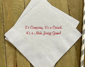 Personalized Napkins Mahjongg Monogram Custom Paper Cocktail Mah Jongg Gift Favor Tournament Prize Play Mah Jong Mah Jongg