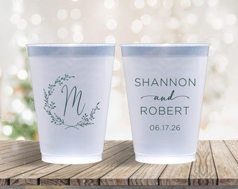 Personalized Frosted Cups Wedding Reception Rehearsal Dinner Engagement Party Custom Cups Monogram Cups Custom Frosted Cups