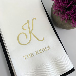100 Personalized Guest Towels Dinner Napkins Wedding Hostess Gift  Monogram Monogrammed Custom Printed Paper Hand Towels