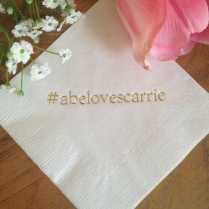 Personalized Napkins Personalized Napkins Wedding Napkins Hashtag Hash Tag Personalized Beverage Luncheon Dinner Guest Towels Avail!