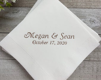 50 Personalized Napkins Personalized Napkins Wedding Personalized Cocktail Beverage Paper Anniversary Party Monogram Custom Luncheon Avail!