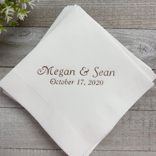 50 Personalized Napkins Personalized Napkins Wedding Personalized Cocktail Beverage Paper Anniversary Party Monogram Custom Luncheon Avail!