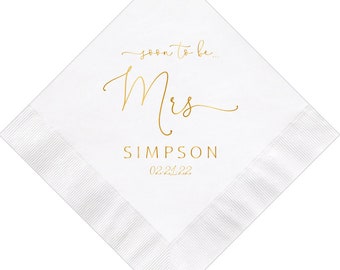 Personalized Napkins Bridal Shower Soon to be Mrs Custom Printed Monogram Napkins Personalized Wedding Napkins