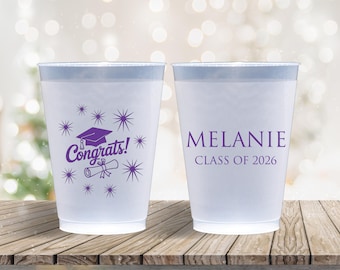 Personalized Frosted Cups Graduation Party Custom Cups Monogram Cups Custom Frosted Cups Logo